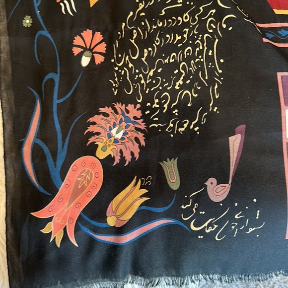 Macho Black Multicolored Abstract & Nature Turkish Print Wrap or Scarf - Picture 10 of 11